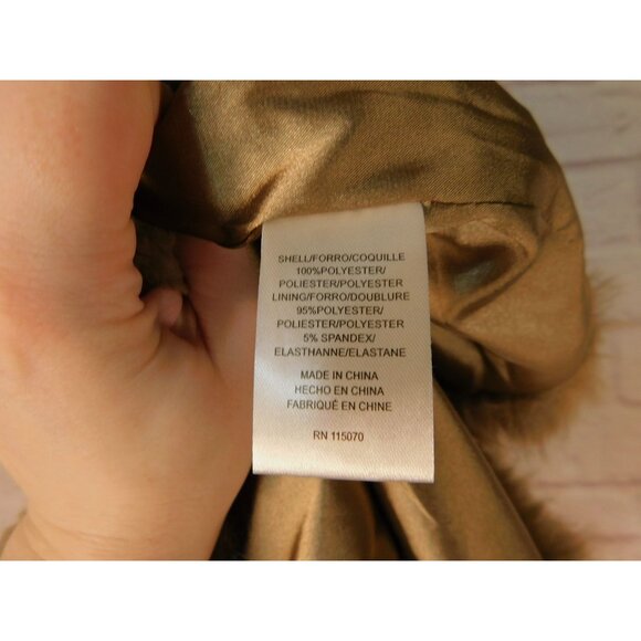 Nina Leonard Faux Fur Chevron Pattern Coat Pockets Women's S NWT - Picture 11 of 12